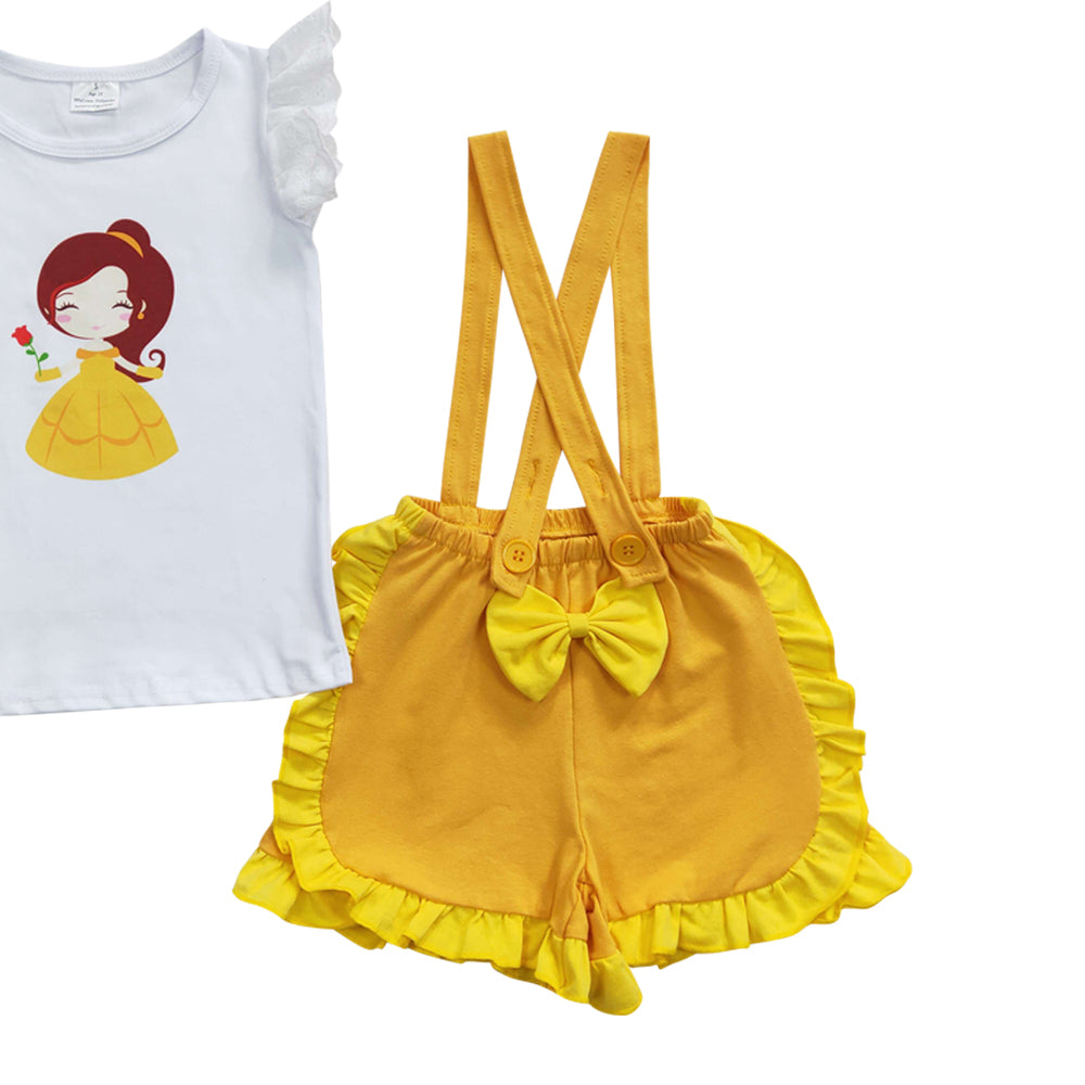 Baby girls summer princess suspender shorts sets