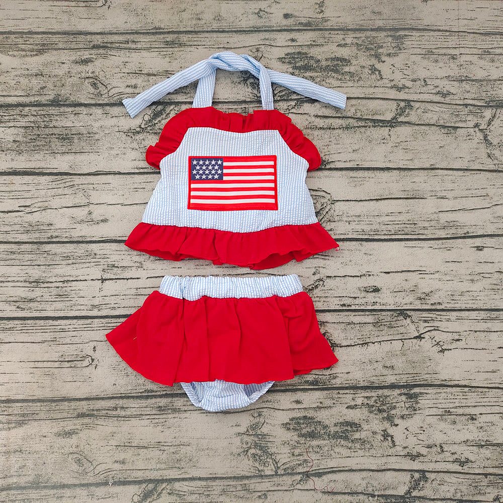 Baby Girls 4th Of July Flag 2 Pieces Swimsuits