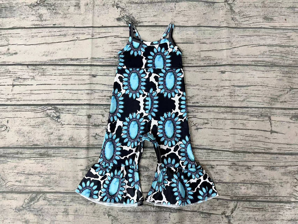 Baby Girls Turquoise Bell Bottom Jumpsuits