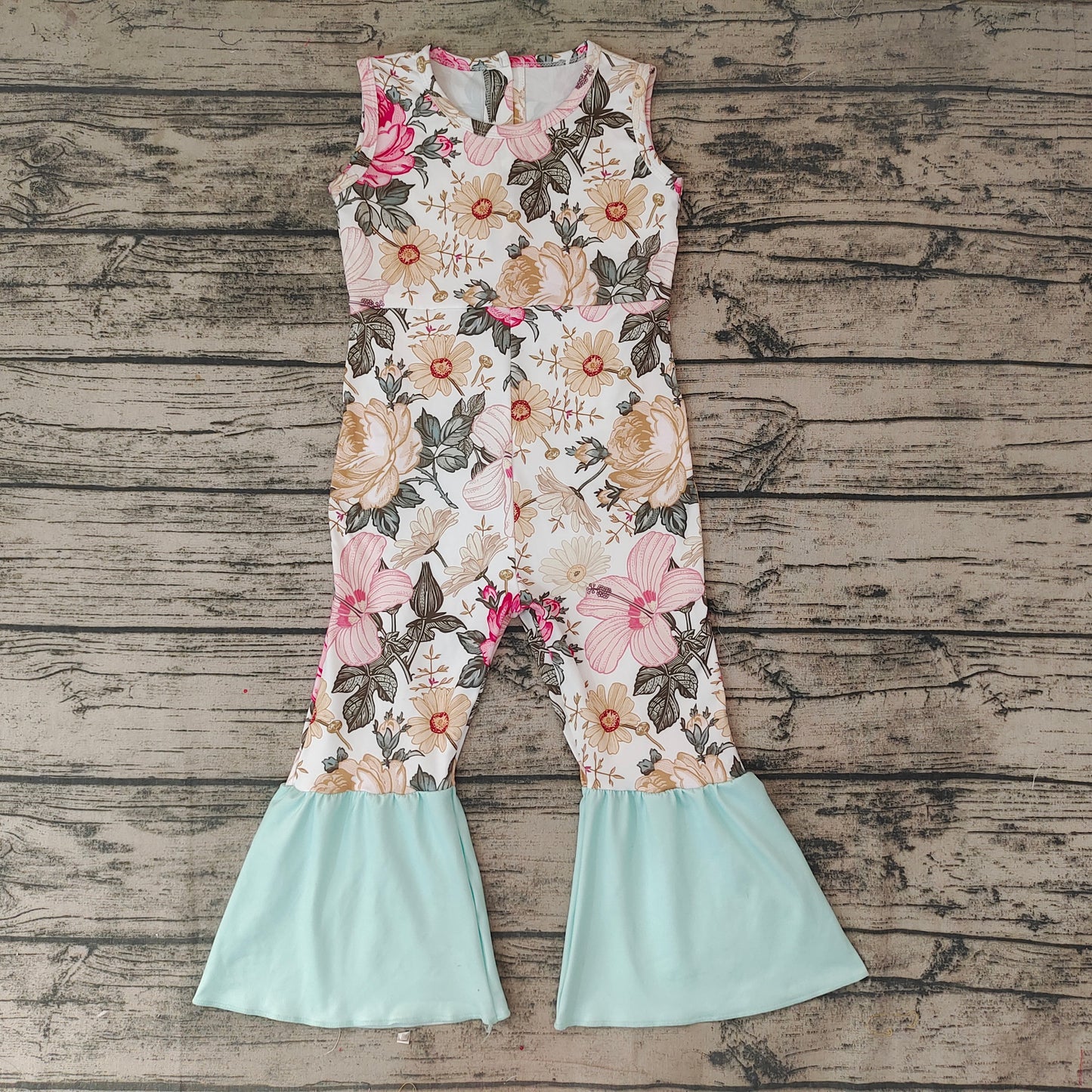 Baby Girls Flowers Bell Bottom Jumpsuits