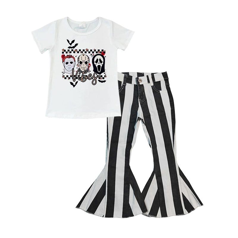 Baby Girls Friends Vibes Black Stripes Denim Pants clothes preorder