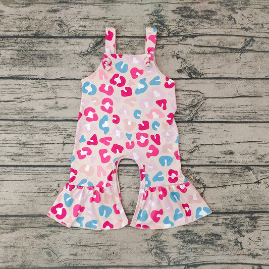 Baby Girls Colorful Leopard Straps Jumpsuits