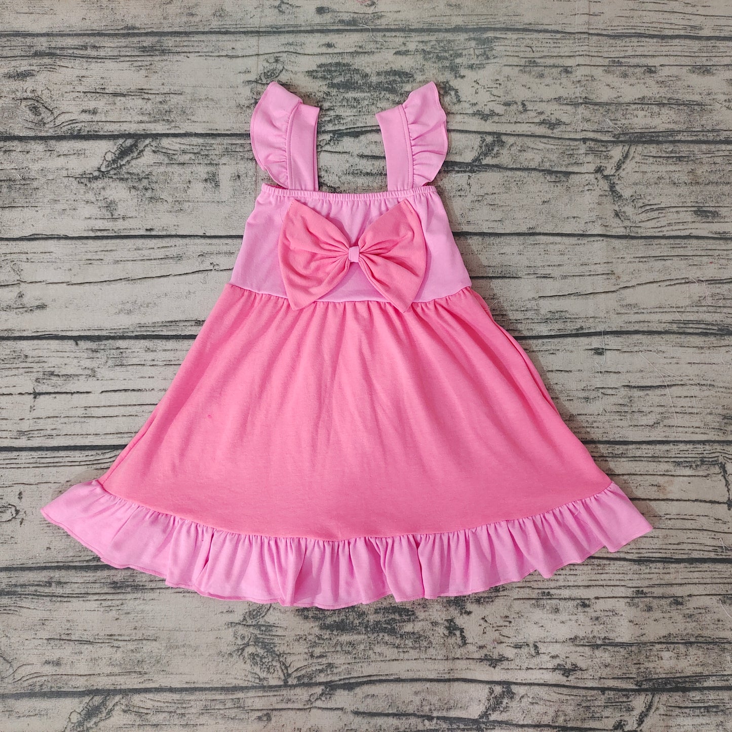 Baby Girls Pink Bow Summer Knee Length Dresses