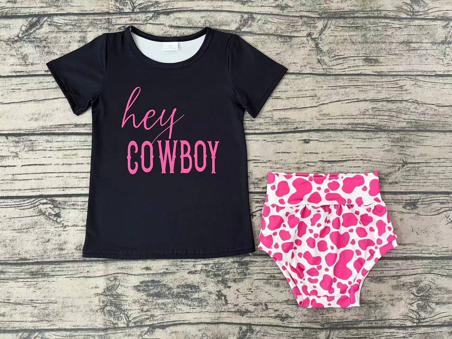 Baby Girls Hey Cowboy Pink Leopard Bummie Sets