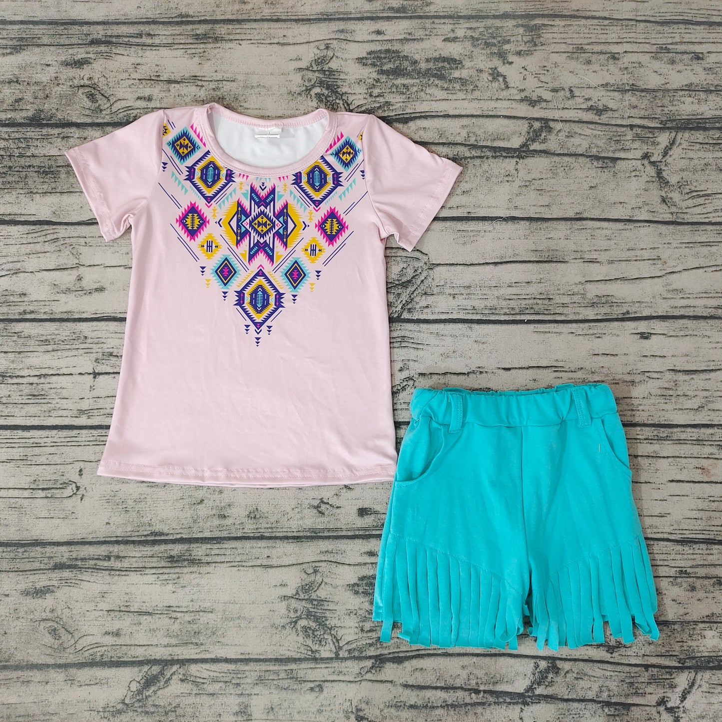 Baby Girls Aztec Top Tassel Ruffle Shorts Sets