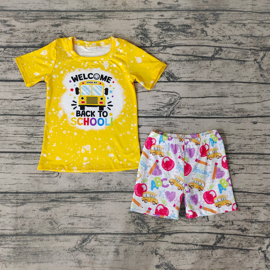 Baby Boys Back To School Bus Shorts Sets
