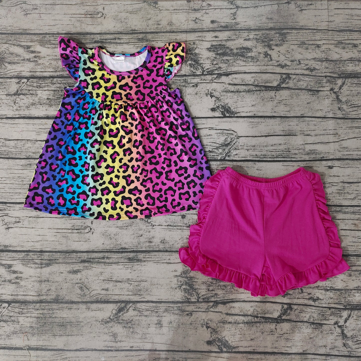 Baby Girls Colorful Leopard Tunic Summer Shorts Sets