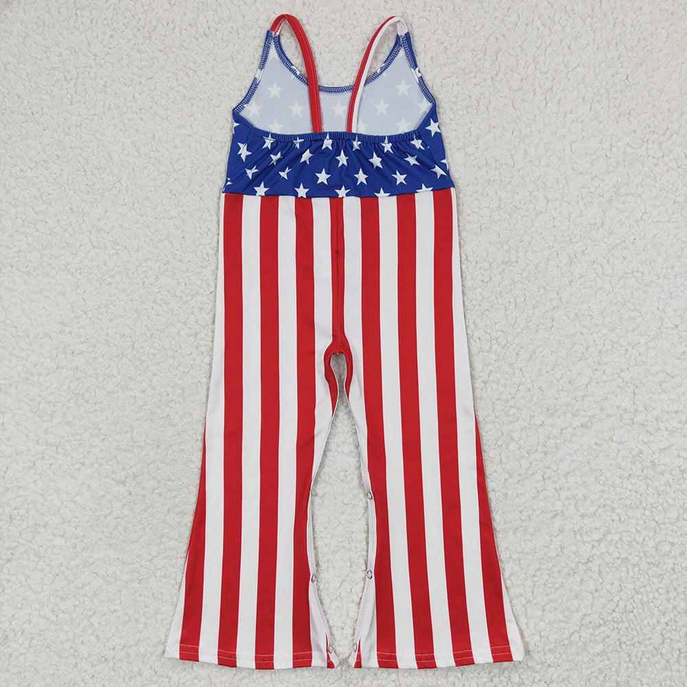 Baby Girls Star July 4th Strap Bell Bottom Jumpsuits