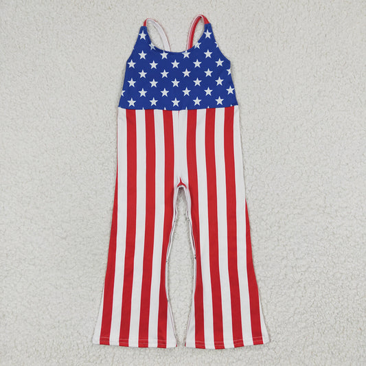 Baby Girls Star July 4th Strap Bell Bottom Jumpsuits