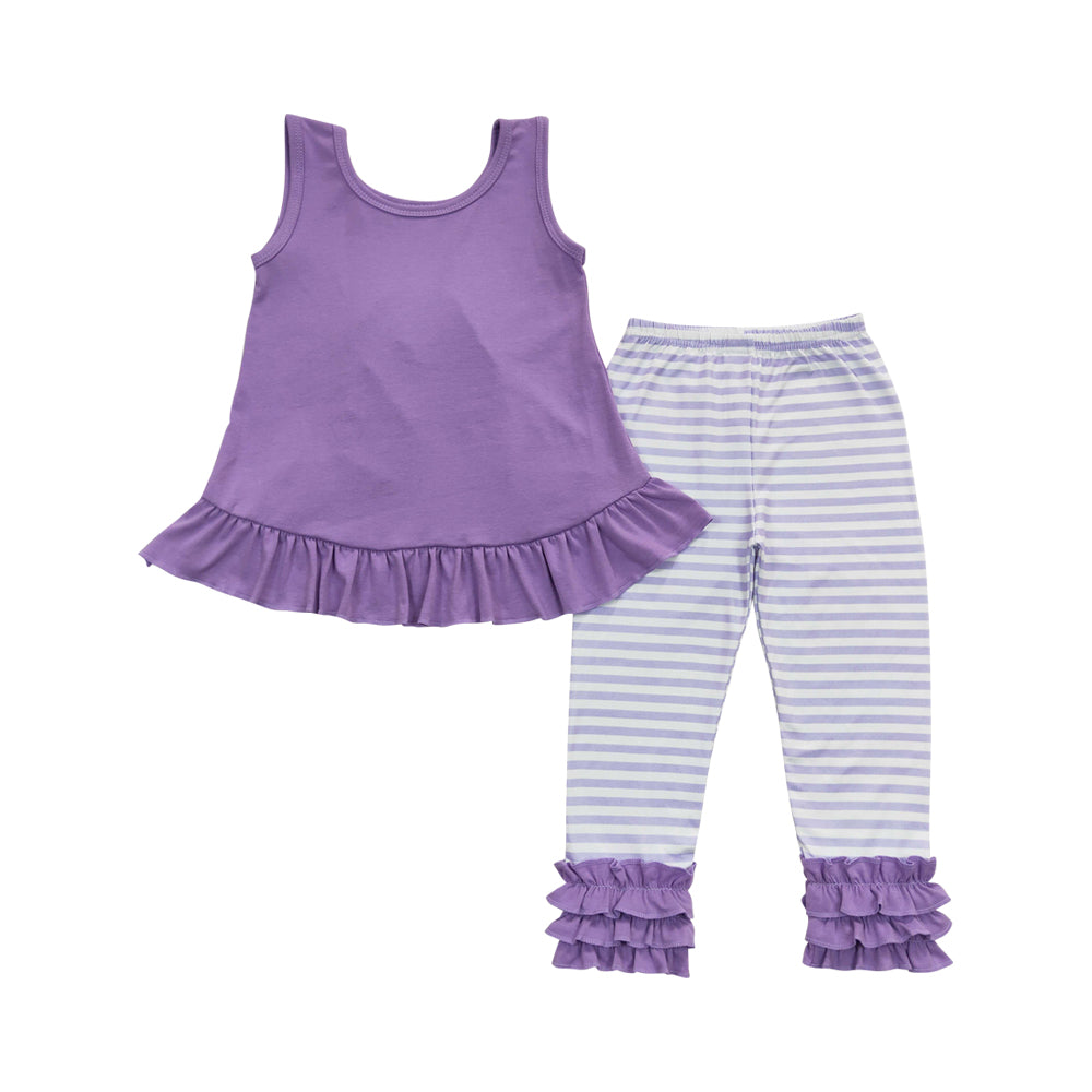 Baby Girls Lavender Tunic Stripe Legging Pants Clothes Sets