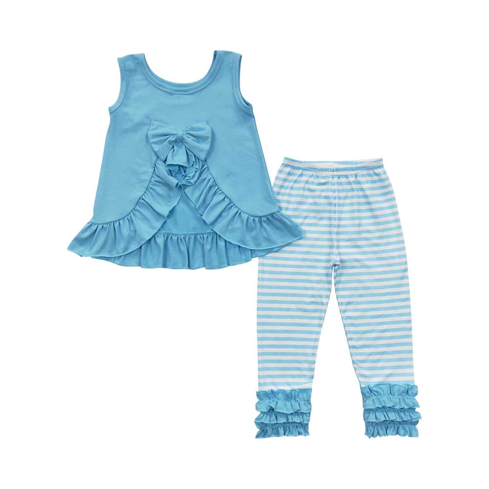 Baby Girls Blue Tunic Stripe Legging Pants Clothes Sets