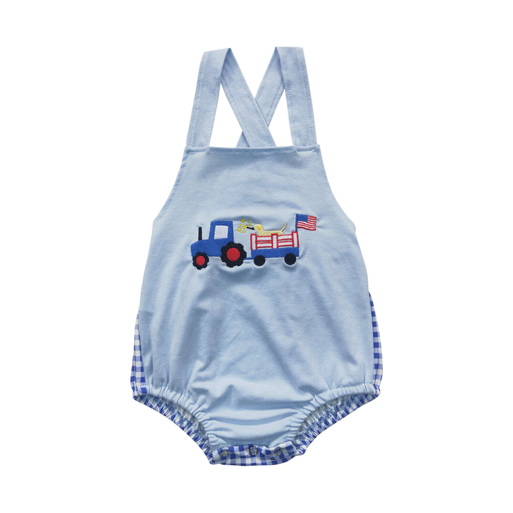 Baby Boys 4th of July Dog Bubble Rompers