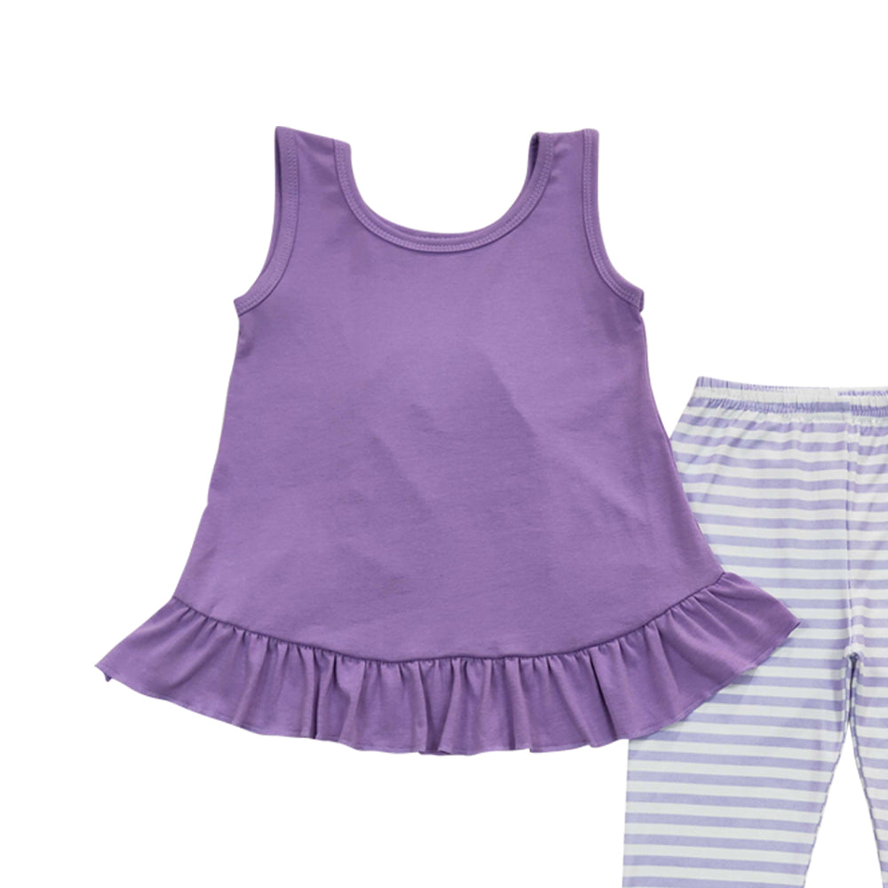 Baby Girls Lavender Tunic Stripe Legging Pants Clothes Sets