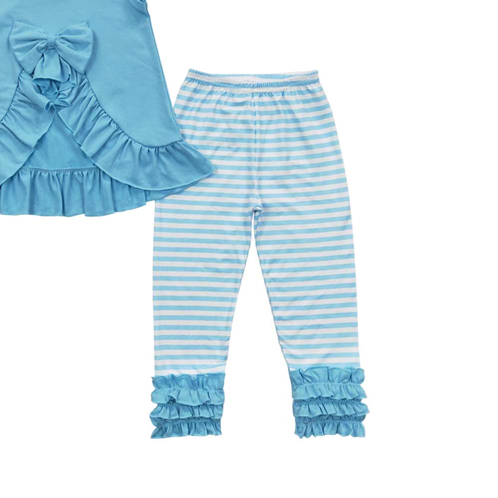 Baby Girls Blue Tunic Stripe Legging Pants Clothes Sets