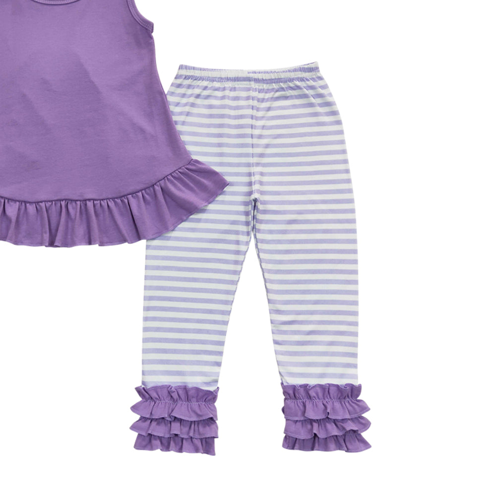 Baby Girls Lavender Tunic Stripe Legging Pants Clothes Sets