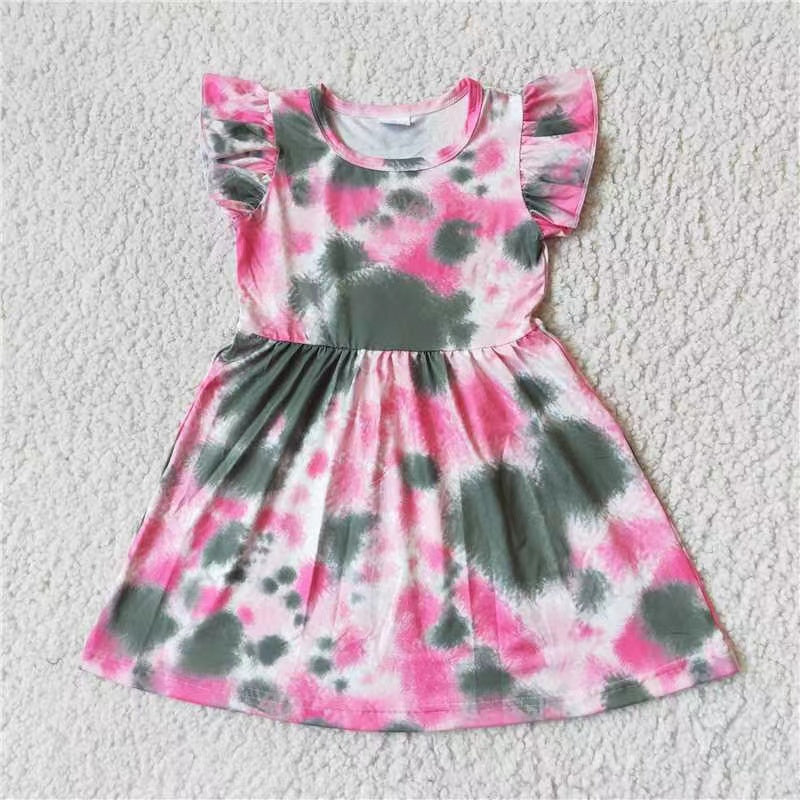 Baby girls pink tie dye dresses