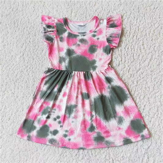 Baby girls pink tie dye dresses