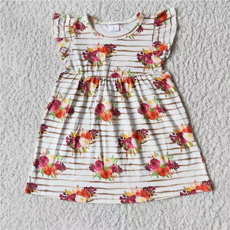 Baby girls flower stripe pearl dresses