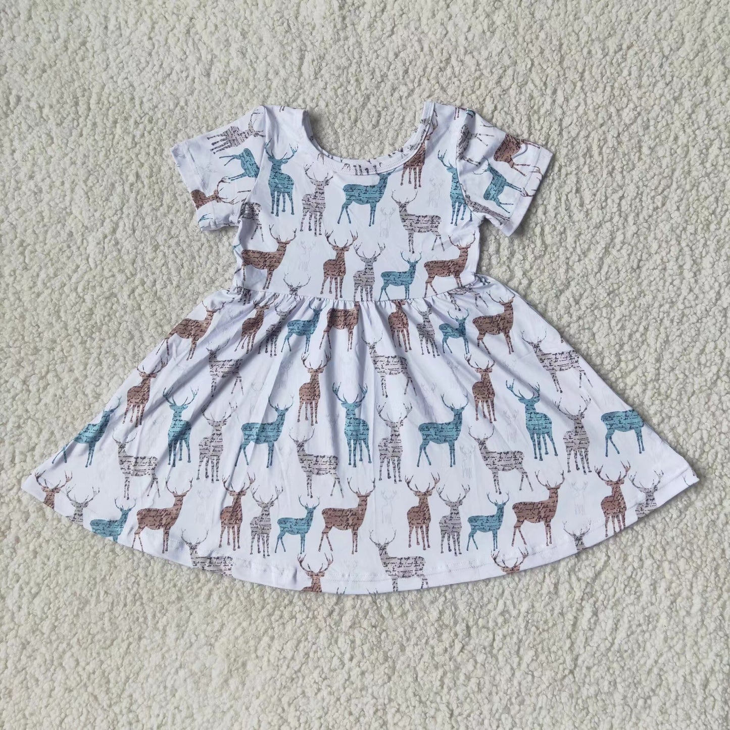 Baby girls deer twirl short sleeve dresses