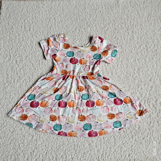 Baby girls pumpkin short sleeve twirl dresses