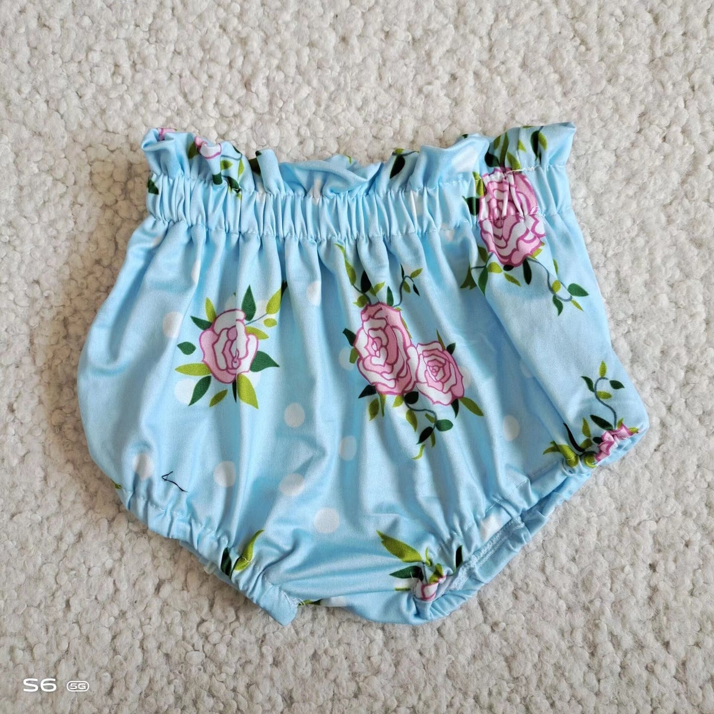 Baby Girls high waist blue flower bummies bloomers
