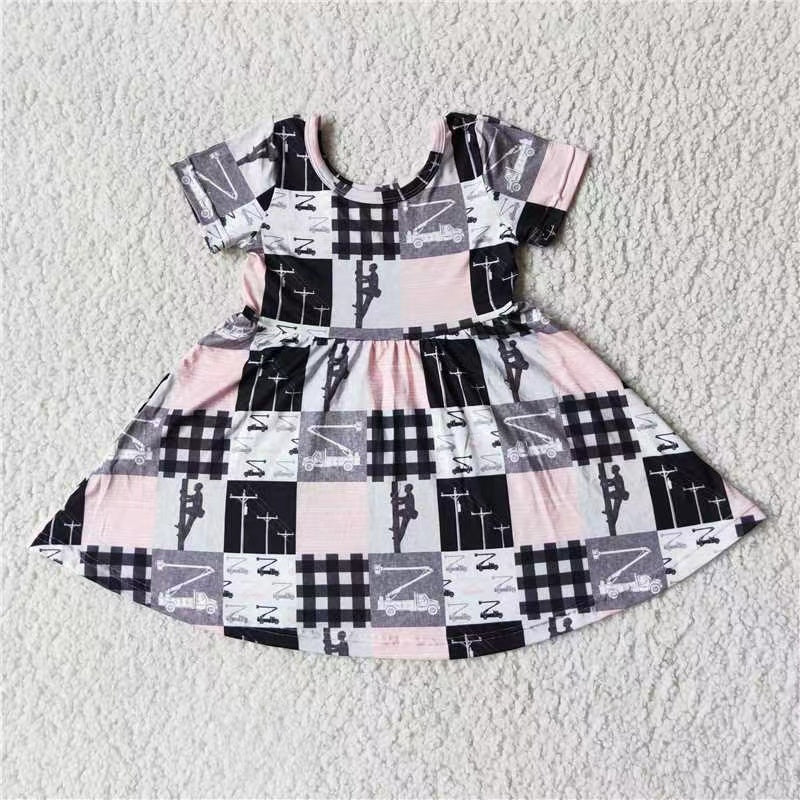 Baby girls pink patchwark twirl dresses
