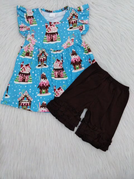 Baby girls Christmas candy shorts sets