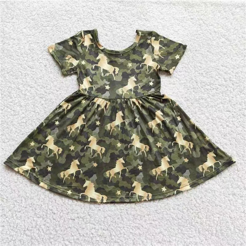 Baby girls twirl horse camo western dresses