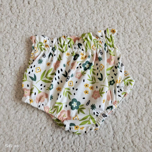 Baby infant girls green floral bummies bloomers