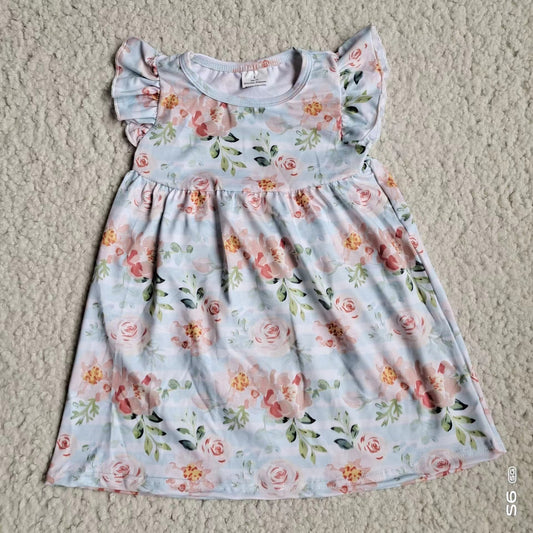 Baby girls summer peach floral pearl dresses