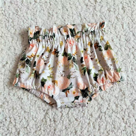 Baby infant girls peach floral bummies bloomers