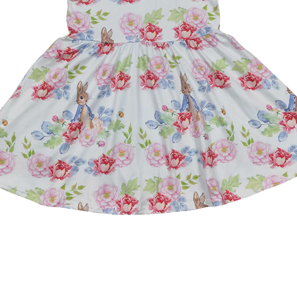 Baby Girls Easter Flower Rabbit Twirl Knee Length Dresses