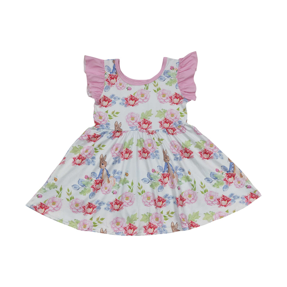 Baby Girls Easter Flower Rabbit Twirl Knee Length Dresses