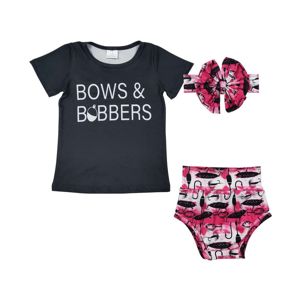 Baby Kids Bows and Bobbers Bummie Sets（Can choose headband here）