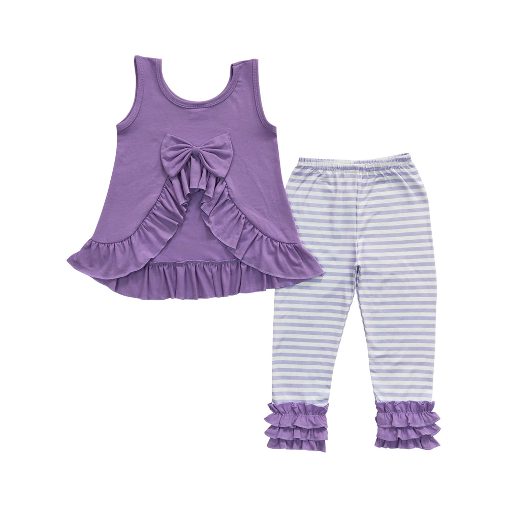 Baby Girls Lavender Tunic Stripe Legging Pants Clothes Sets