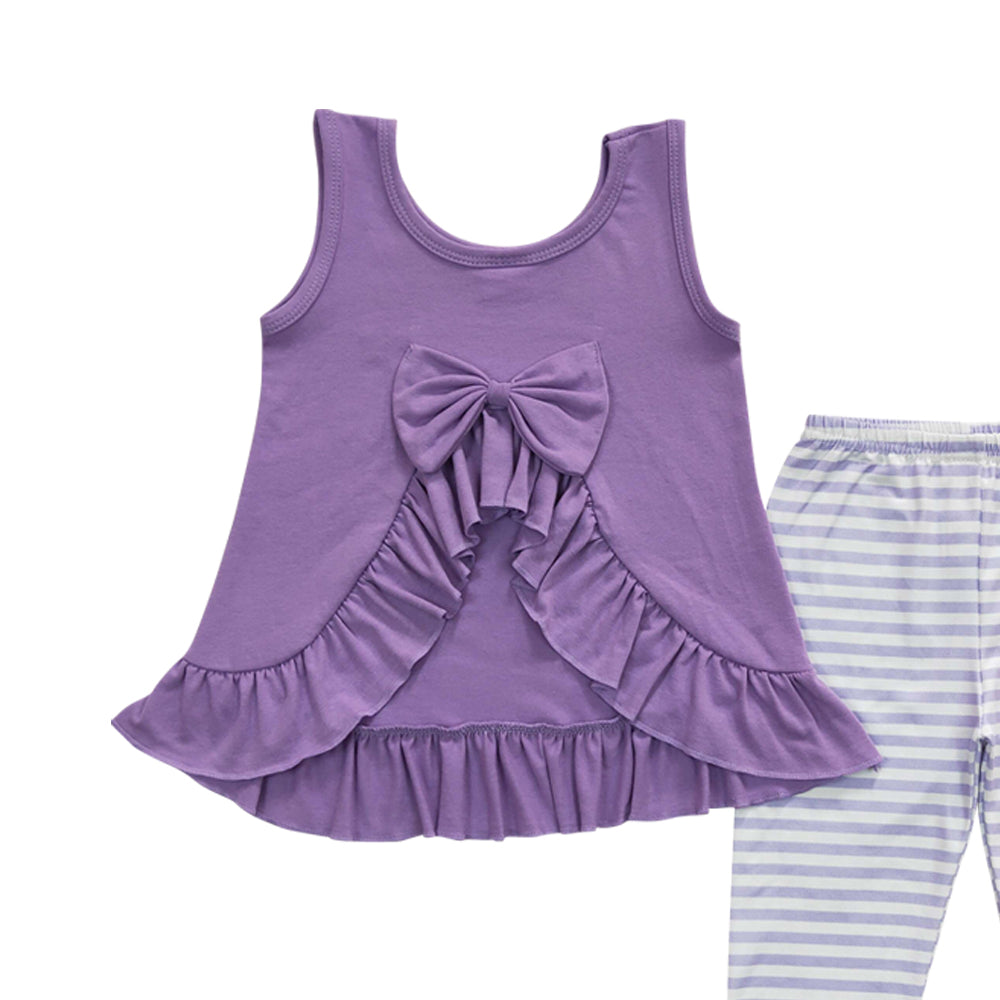 Baby Girls Lavender Tunic Stripe Legging Pants Clothes Sets