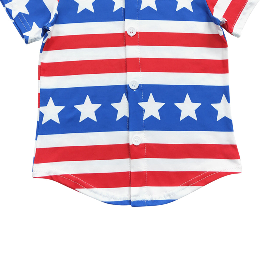 Baby Boys Kids 4th of July Star Stripes Button Ups Shirts Tops
