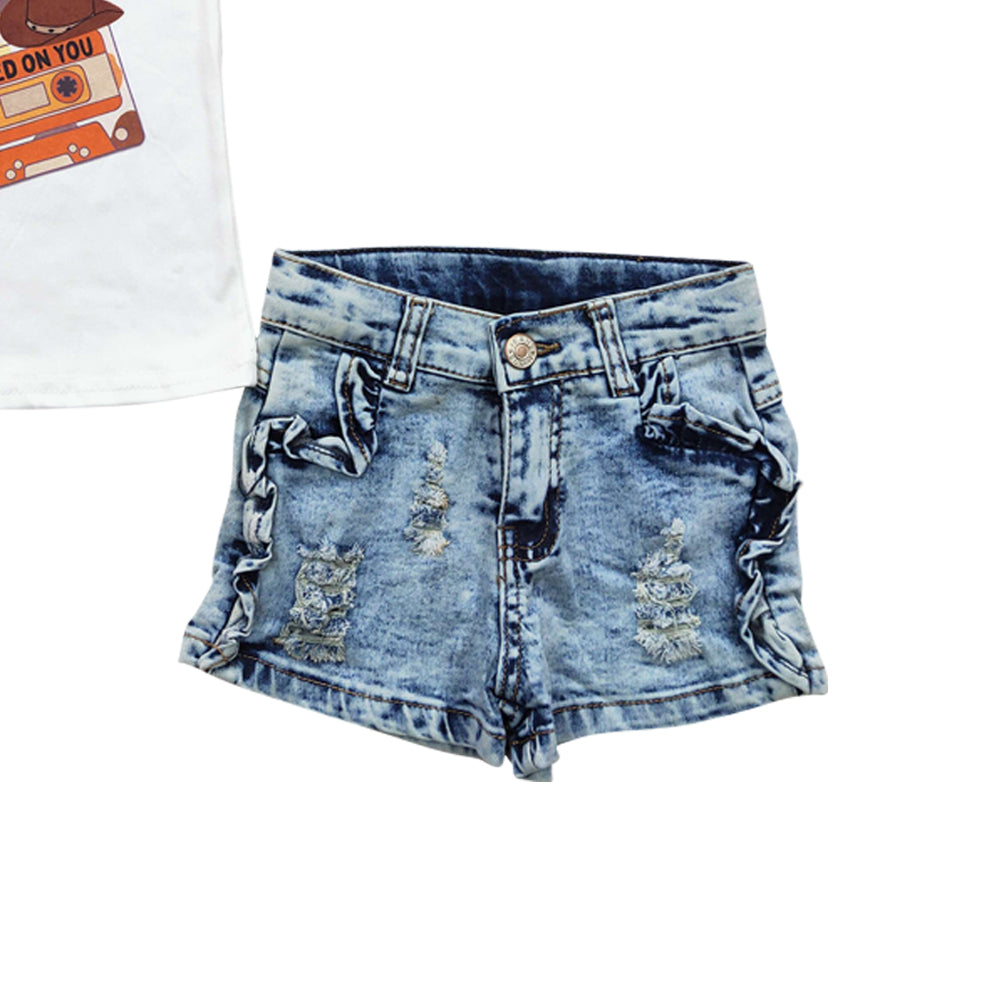 Baby Girls Tape Shirts Denim Shorts clothes sets