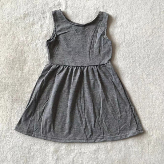 Grey solid color soft sleeveless baby girls dresses