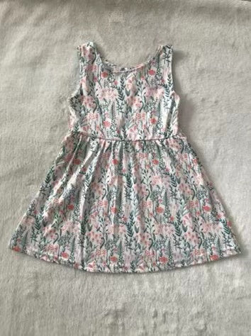 Sleeveless Green floral baby girls dresses