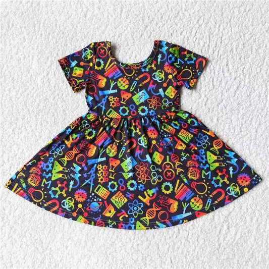 Baby girls Back to school colorful twirl dresses