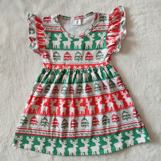 Baby girls Christmas reindeer pearl dresses