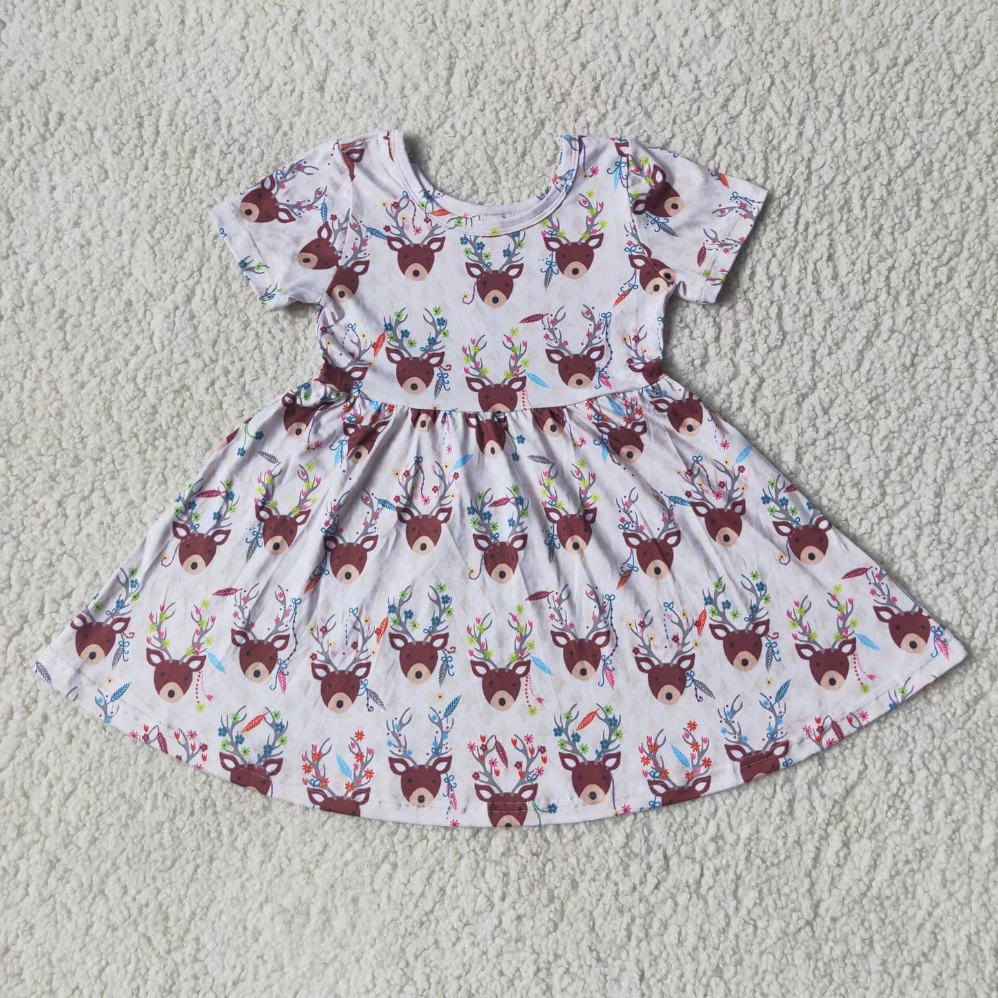 Baby girls Christmas deer twirl dresses