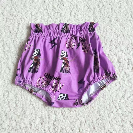 Baby Girls western cow purple bummies bloomers