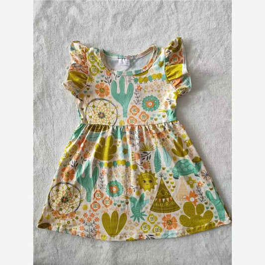 Baby girls green cactus pearl dresses