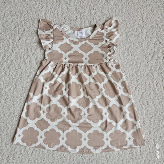 Baby girls grey quatrefoil pearl dresses