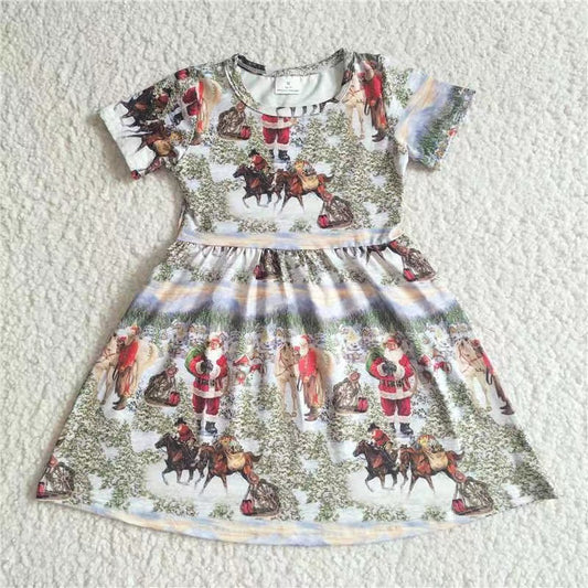 Baby girls Christmas horse snow pearl dresses