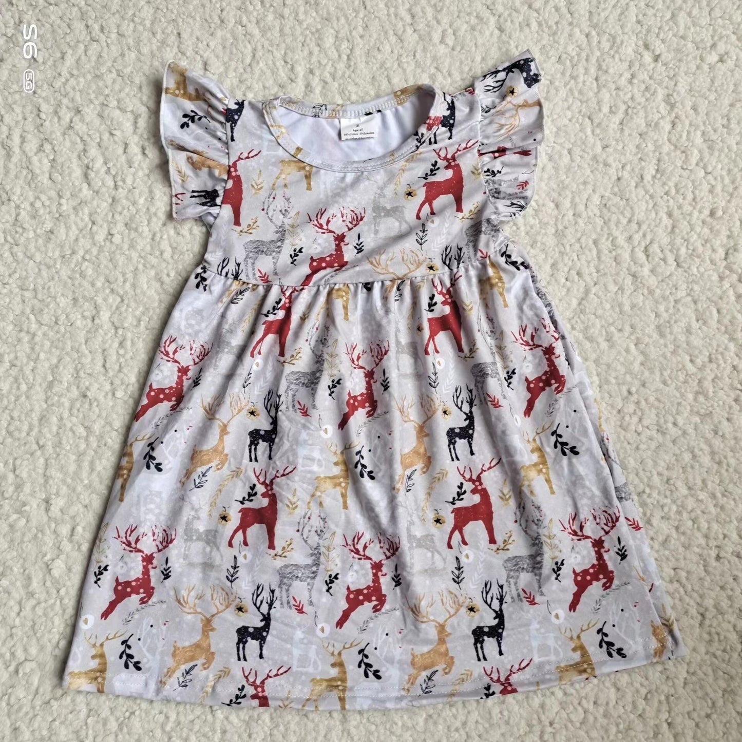 Baby girls Christmas deer pearl dresses