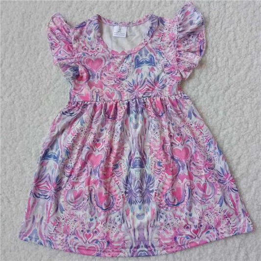 Baby girls purple floral pearl dresses