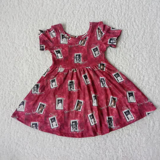 Baby girls cow red short sleeve twirl dresses